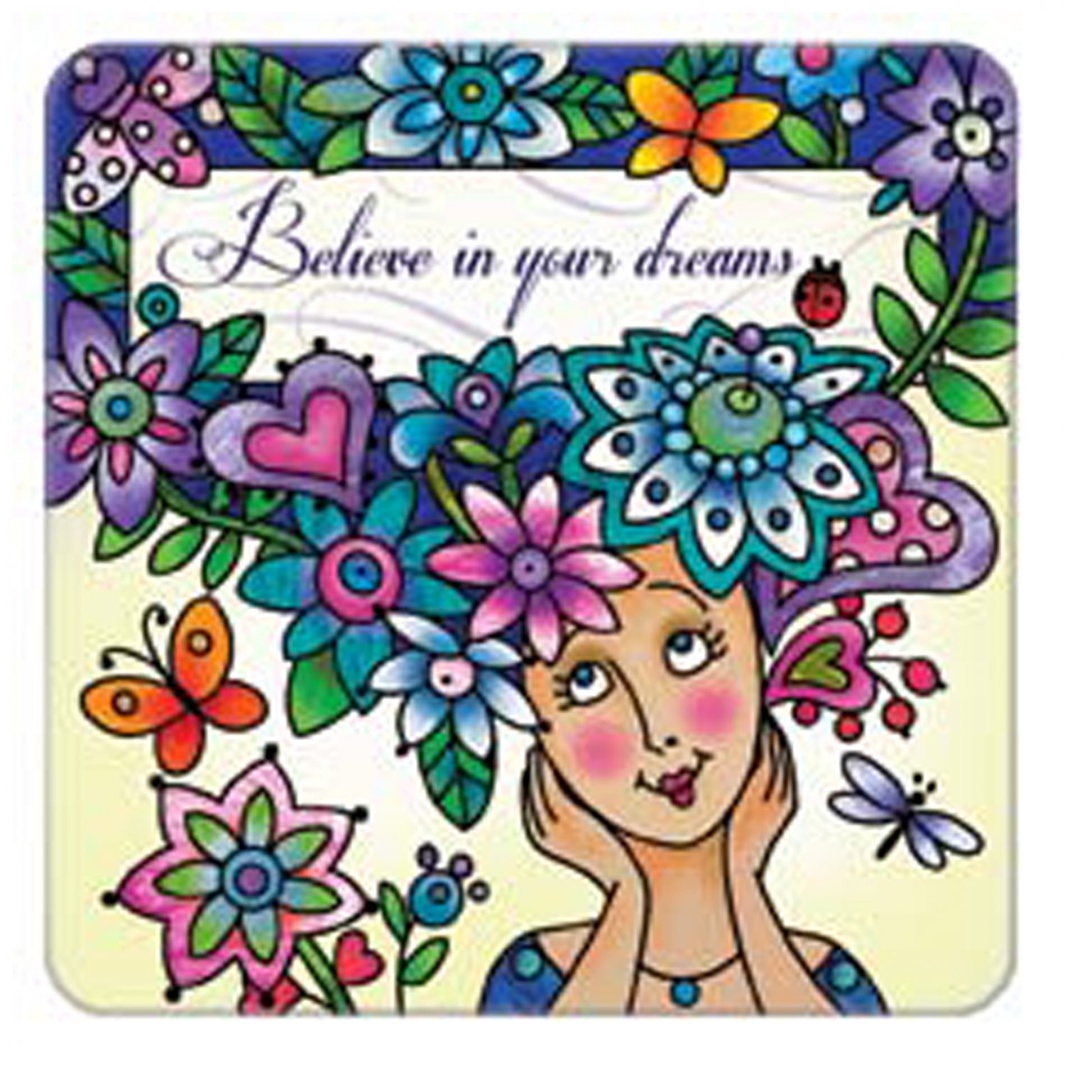 Believe in Your Dreams Hand Painted Art Glass Refrigerator Fridge Magnet