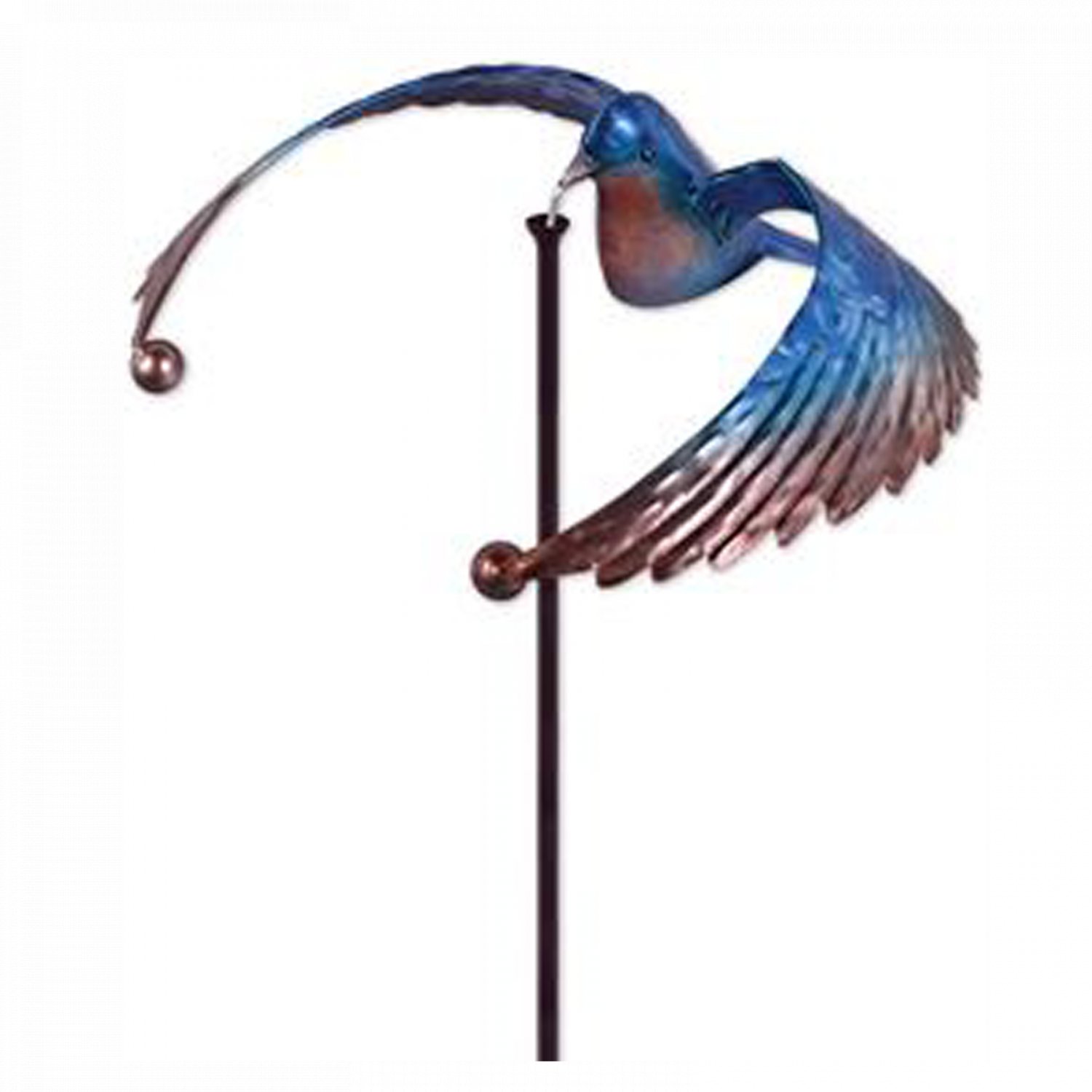 Bluebird Metal Bird in Flight Spinner Garden Stake Balancer Outdoor
