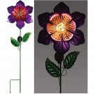 Purple Flower Solar Lights Decorative Outdoor Garden Decor Stakes 44 in Ht Art