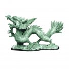 Jade Fierce Dragon Statue Hand Carved Stone Sculpture 12" L