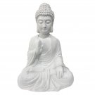 White Meditating Buddha Statute 16.5" Ht Indoor Outdoor Garden Decor Faux Stone