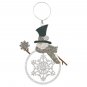 Open Glitter Snowman Metal Hanging Ornament Christmas Decoration 7.5-inch Length