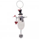 Christmas Vintage Glitter Snowman Metal Hanging Ornament