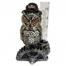 Steampunk Owl w Aviator Small Rain Gauge Outdoor Garden Decor Deck Yard Catcher