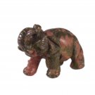 Unakite Pink Green Elephant Figurine Gemstone Statue 2.5 Inch Collectible Decor