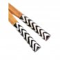 Hand-Carved Kenyan Olive Wood Wooden Chevron Stripe Design Bone Handles Salad Se