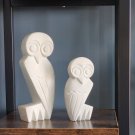 Hand Carved White Serpentine Owl Sculpture Table Top Decor Shona Artist Zimbabwe