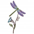 Dragonfly w/ Flower Potted Plant Pick-24" Metal Garden Indoor Outdoor Decor