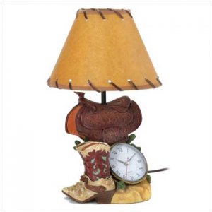 Cowboy table clock lamp