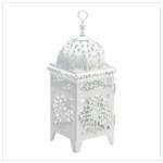 White scrollwork candle lantern