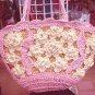 Natural Fiber Handbag - Pink and White