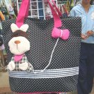 Handmade Handbag - Black with Dog