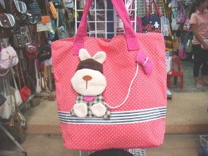 Handmade Handbag - Red with Dog