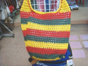 Handmade Handbag - Red, Yellow and Green Stripes