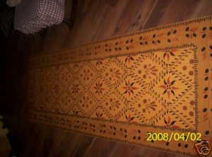 Early American Floorcloth Area Rug. Primitive Floor Cloth