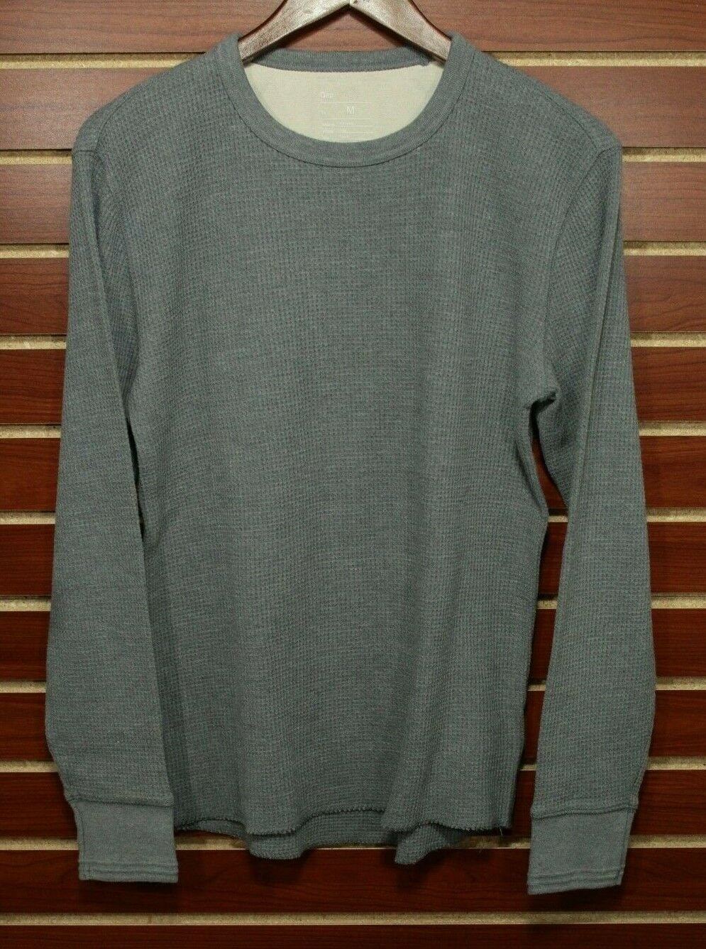 Men's GAP Heavyweight Waffle Weave Thermal Shirt Grey Medium