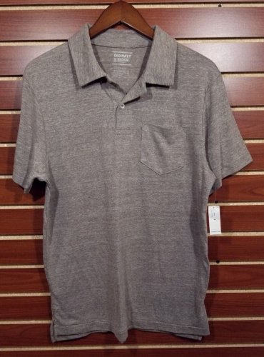 NEW Men's Old Navy Tri Blend Polo Shirt Cotton Blend Jersey Pocket Polo Tan MED
