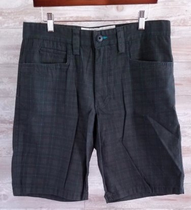 NEW Men's Aeropostale Flat Front Shorts Aero Black Plaid  Cotton 11 IN  32