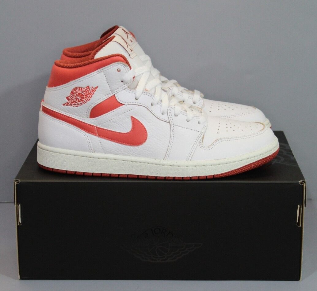 Men's NIKE AIR JORDAN 1 MID SE CRAFT Sneakers FJ3458 White/Lobster-Dune Red-Sail