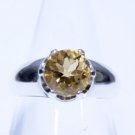 Golden Citrine 7mm Round 925 Sterling Silver Ring  Sz 7