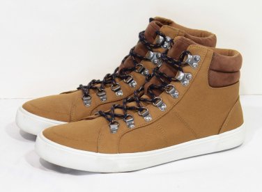 Old Navy Men's High Top Shoe Size 10 Vegan Sneaker Boot camel Brown Lace Up