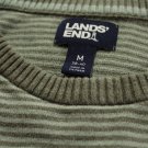 Lands’ End Green Stripe Performance Crewneck Sweater Medium