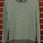 Lands&acirc;�� End Green Stripe Performance Crewneck Sweater Medium
