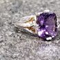 925 Sterling Silver Ring Amethyst 9x7mm  Rectangle Women&acirc;��s Size 7 Jewelry
