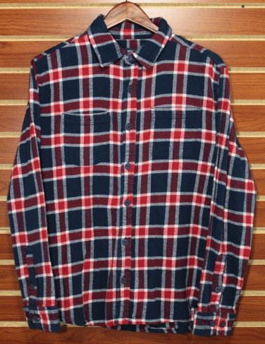 Industry Supply Co Red/Blue/White Plaid Flannel Shirt Medium