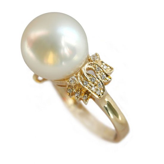14K Gold 10-11mm White South Sea Pearl Ring SRGW-301112031
