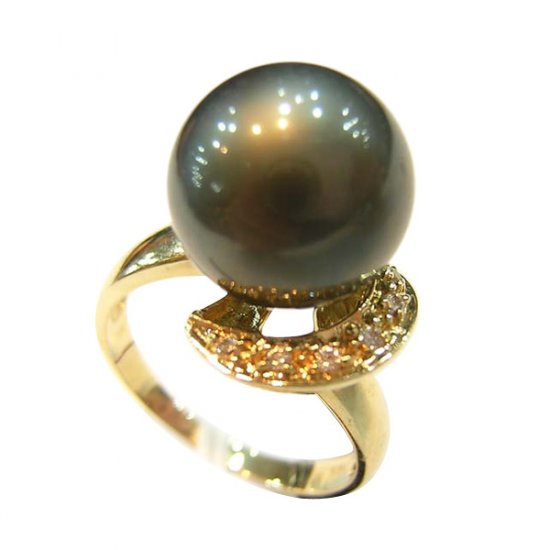 14K Gold 11-12mm Tahitian South Sea Pearl Ring SRGB-301112018