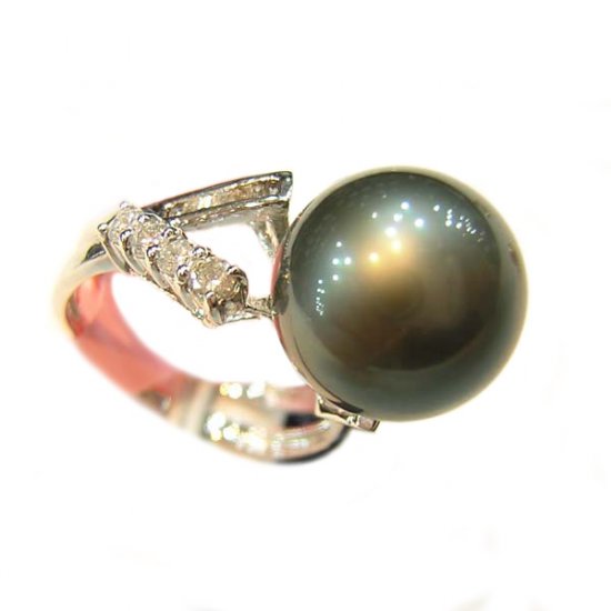 14K Platinum 11-12mm Tahitian South Sea Pearl Ring SRWB-301112017