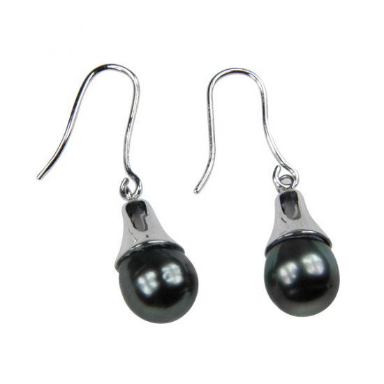 14K Platinum 8-9mm Tahitian South Sea Pearl Earrings SEWB-300809006