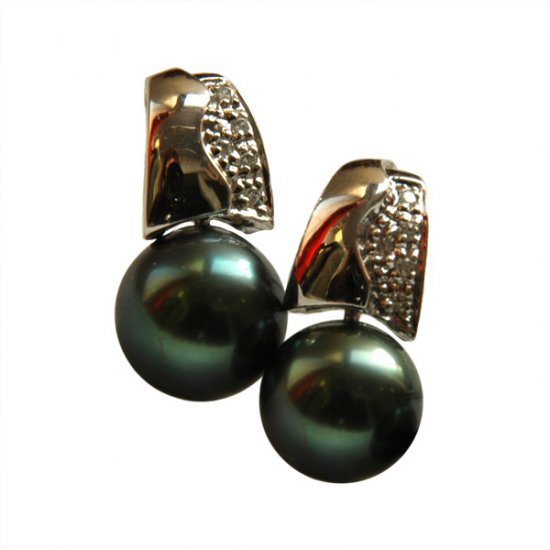 14K Platinum 8-9mm Tahitian South Sea Pearl Earrings SEWB-300809011