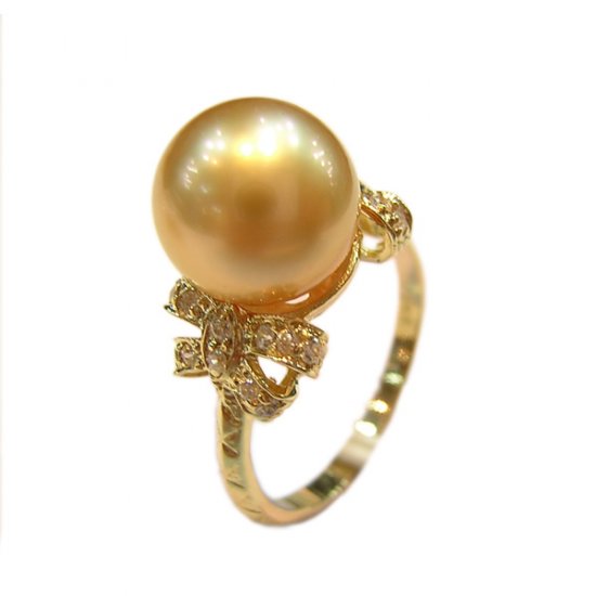 14K Gold 10-11mm Golden South Sea Pearl Ring SRGG-301011006