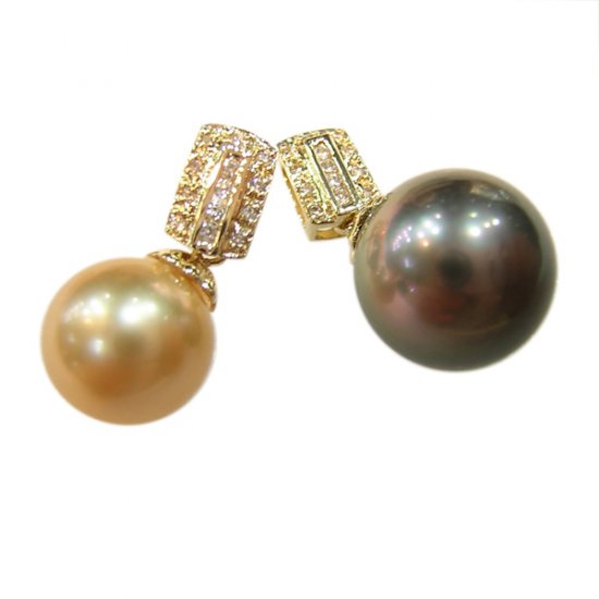 14K Gold 11-12mm Tahitian South Sea Pearl Pendants SPGB-301112005z