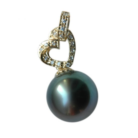 14K Gold 12-13mm Tahitian South Sea Pearl Pendants SPGB-301213016