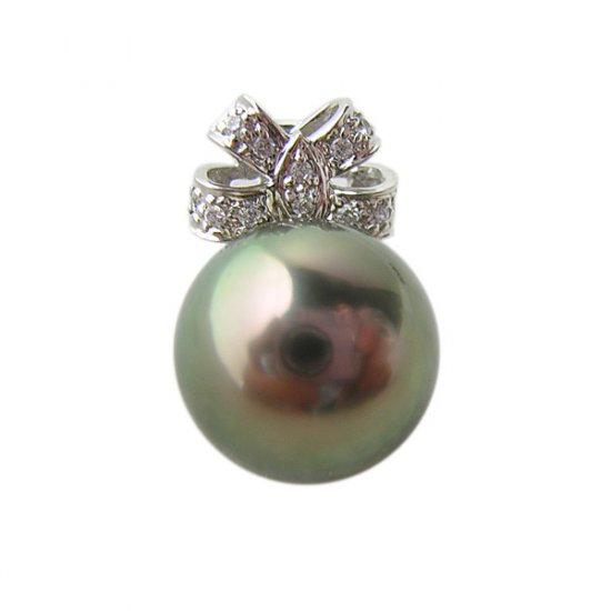 14K Platinum 10-11mm Tahitian South Sea Pearl Pendants SPWB-301011006