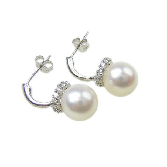14K Gold 9-10mm Round Freshwater Pearl Earrings FEWW-300910016
