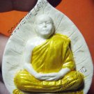 1014-VINTAGE OLD THAI BUDDHA AMULET KUBA KRITSANA LEAF