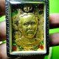 2510-OLD THAI REAL AMULET SOMDEJ TABLET GOLD LEAF LEKLAI ORANGE GEMS KING RAMA 5