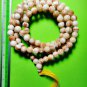 6848-REAL THAI AMULET NECKLACE SACRED BUDDHA RELIC STONE 108 BEAD YELLOW BIG