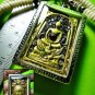 2512-OLD THAI REAL AMULET SOMDEJ TABLET GOLD LEAF LEKLAI GEMS GARUDA KING RAMA 5