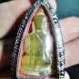 1822-THAI AMULET HAND CARVING NAGA EYE GEMS STONE BUDDHA OLD MINI PENDANT YELLOW