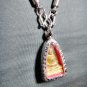 1822-THAI AMULET HAND CARVING NAGA EYE GEMS STONE BUDDHA OLD MINI PENDANT YELLOW