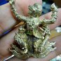 8070-MONKEY 4 FOUR HAND FLYING AMULET THAI REAL BRONZE WINDFALL MONEY LP KALONG
