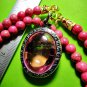 0463-REAL NATURAL GEM HOLY STONE DEEP RIVER NAGA EYE THAI AMULET LOVE CHARM PINK