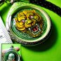 0699-ENAMEL PENDANT MEDAL THAI AMULET TIGER FACE REAL RICH LP PERN GREEN 1998 YR