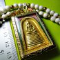 6478-HANDMADE THAI REAL AMULET SOMDEJ 108 MONKS BLESSING WAT NOK 9SEAT GOLD LEAF