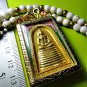 6478-HANDMADE THAI REAL AMULET SOMDEJ 108 MONKS BLESSING WAT NOK 9SEAT GOLD LEAF